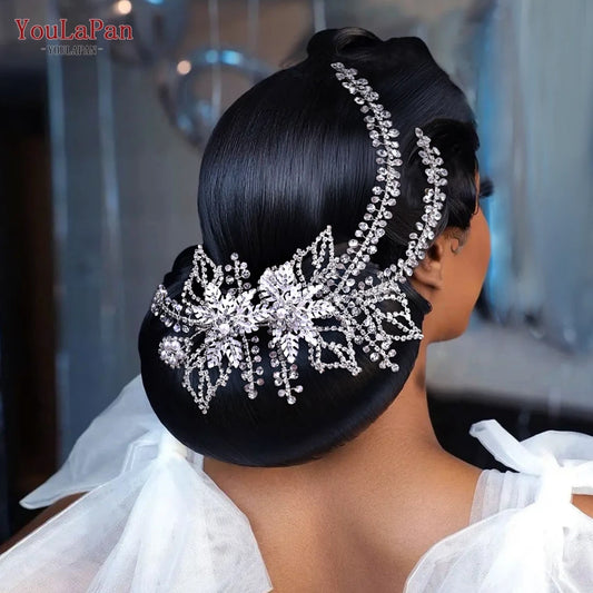 YouLaPan Alloy Flower Bridal Hair Clips Rhinestone Side Hairpin Women Hair Accessories Jewelry Crystal Wedding Headdress HP254