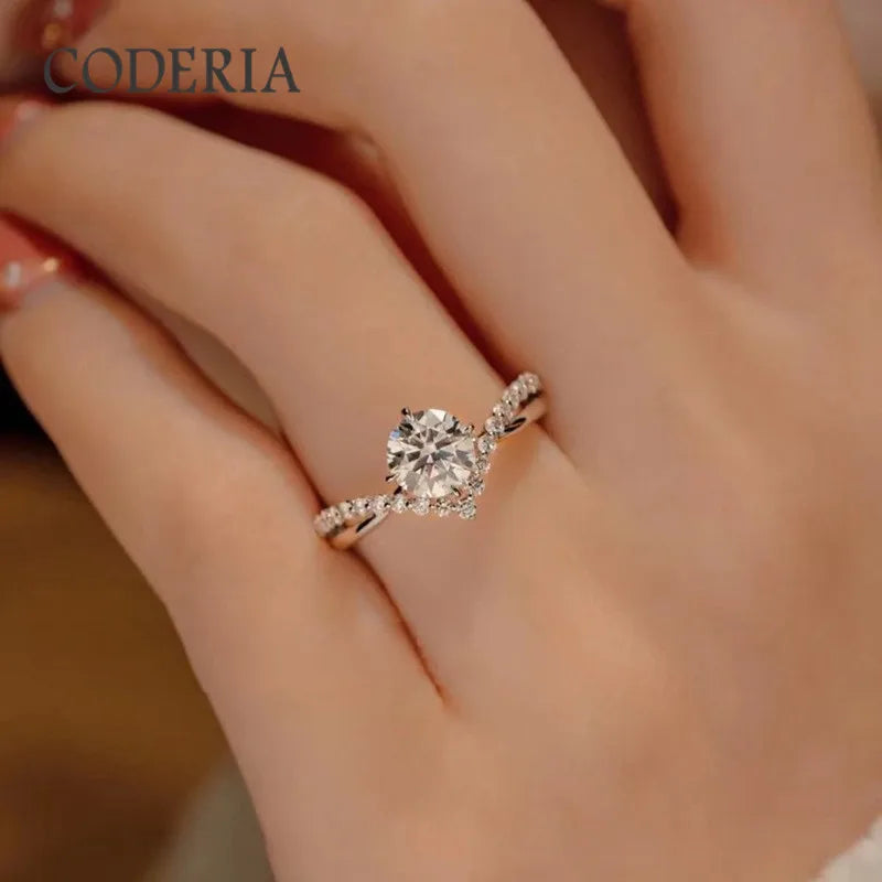 Pass Diamond Test D Color 1 Carat Moissanite Wedding Ring High Quality 18K White Gold Rings Fashion Sterling Silver Jewelry