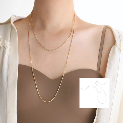 316l Stainless Steel Stylish Simple Double Snake Bone Chain Necklace for Women Waterproof Metal Collar.