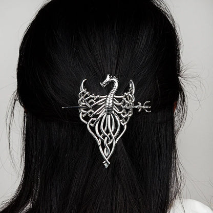 Pagan Dragon Sword Hairstick Punk  Flying Dragon Hairclip Gothic Barrette Witch Hair Jewelry for women