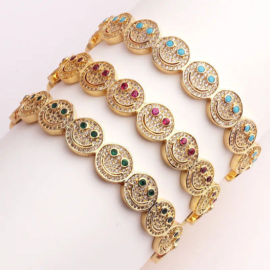 2024 New Simple Smile Smiley Bracelet Copper Gold Plated.