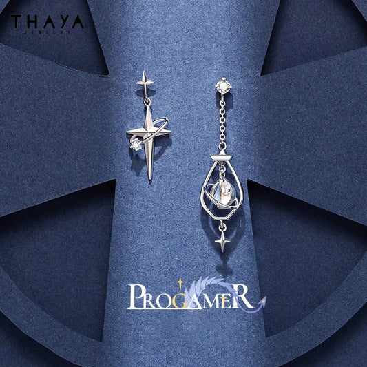 Thaya Silver Needle Women Drop Earrings Asymmetrical Fashion Earrings For Women 2024 Trending Engagement Party Fine Jewelry