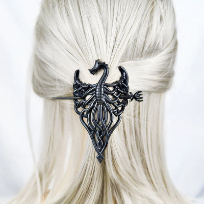 Pagan Dragon Sword Hairstick Punk  Flying Dragon Hairclip Gothic Barrette Witch Hair Jewelry for women